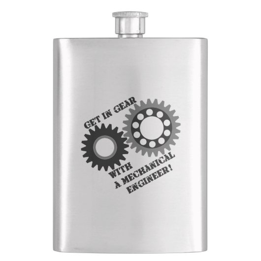Schwarz in Gear Flachmann (Vorderseite)