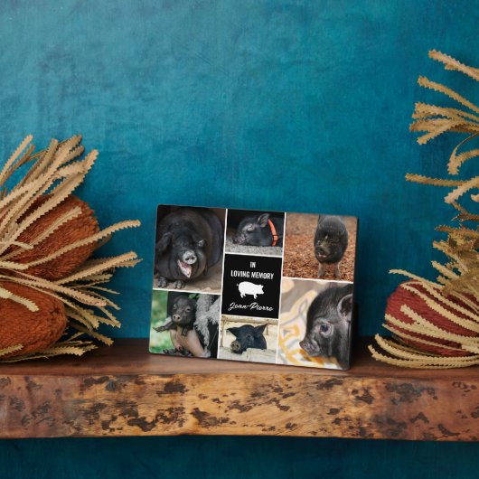 Schwarz in Love Memory Pet Pig FotoCollage Fotoplatte (Seite)