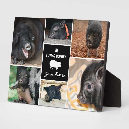 Schwarz in Love Memory Pet Pig FotoCollage Fotoplatte (Seite)
