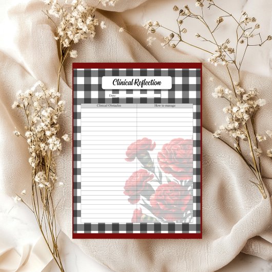 Schwarz in Weiß Bläschen Gingham _ Klinische Refle Notizblock
