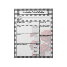 Schwarz in weißer Blüte _ Sammlung von Medikations Notizblock