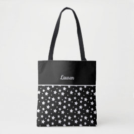 Schwarz-individuelle Name-Sterne Tasche