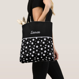 Schwarz-individuelle Name-Sterne Tasche