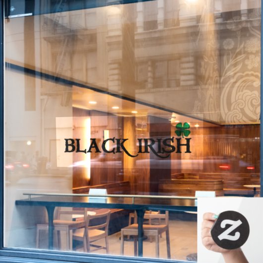 Schwarz-Irisch mit Kleeblatt Fensteraufkleber (Café-Fenster)
