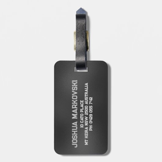Schwarz-Irisierter Hintergrund männliche Gestaltun Gepäckanhänger (Rückseite vertikal)