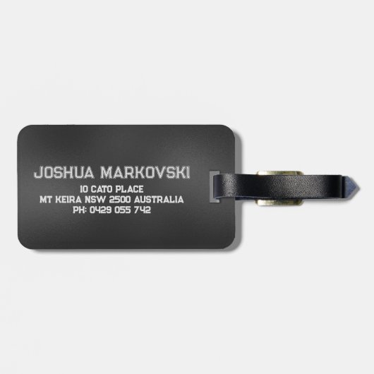 Schwarz-Irisierter Hintergrund männliche Gestaltun Gepäckanhänger (Rückseite horizontal)