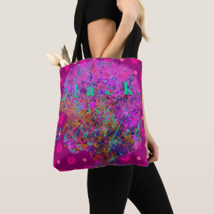 Schwarz ist schön (mehrfarbig auf Fuchsia) Tasche