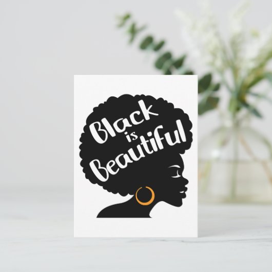 Schwarz ist schön, schwarzer Power Afro Melanin Fr Postkarte (Stehend Vorderseite)