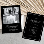 Schwarz | Italienische Elegance Foto Hochzeit Einladung