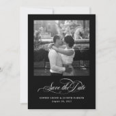 Schwarz | Italienische Elegance Two Foto QR Code Save The Date (Vorderseite)