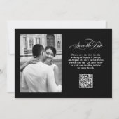 Schwarz | Italienische Elegance Two Foto QR Code Save The Date (Rückseite)