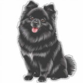 Schwarz-Japanischer Spitz Aufkleber (Vorderseite)