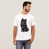 Schwarz-Japanischer Spitz T-Shirt (Vorne ganz)