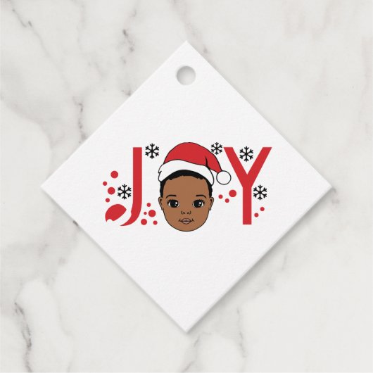 Schwarz, Junge, Melanin, Jungen, Weihnachtssüßer, Geschenkanhänger (Vorderseite)