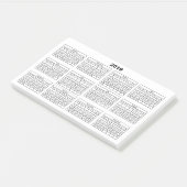 Schwarz-Kalender 2019 auf Weiß Post-it Klebezettel (angewinkelt)