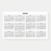 Schwarz-Kalender 2019 auf Weiß Post-it Klebezettel (Vorderseite)