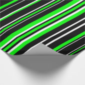 Schwarz, Kalkgrün und weißer Strichcodestreifen Geschenkpapier (Ecke)