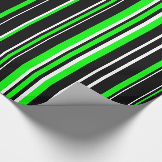 Schwarz, Kalkgrün und weißer Strichcodestreifen Geschenkpapier (Ecke)
