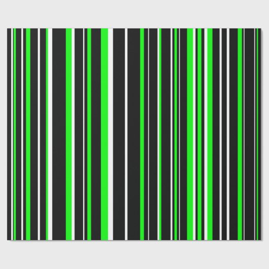 Schwarz, Kalkgrün und weißer Strichcodestreifen Geschenkpapier (Flach)