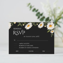 Schwarz | Kamillen-Hochzeit RSVP Karte