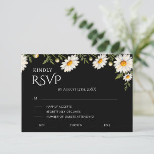 Schwarz Kamillen-Hochzeit RSVP Karte