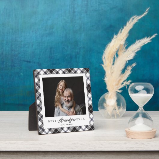 Schwarz Kariert Bestes Opa je Plaza Fotoplatte (InSitu)