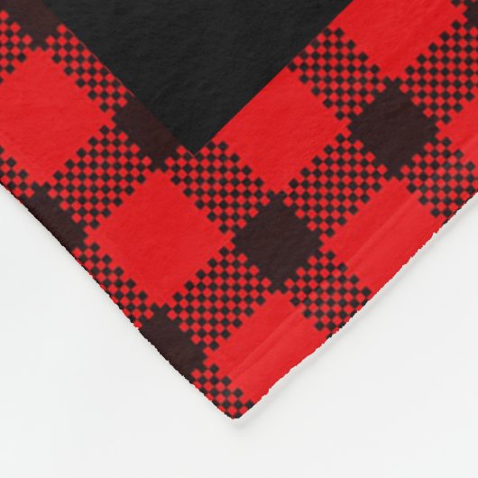 Schwarz, kariert, Monogramm Foto Fleecedecke (Ecke)