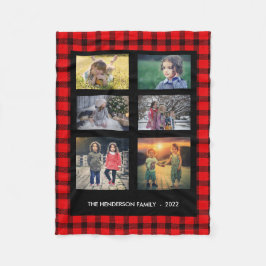 Schwarz, kariert, Monogramm Foto Fleecedecke