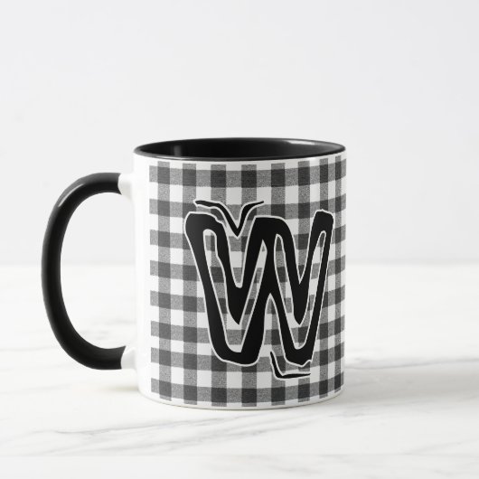 Schwarz Kariert (Name der antiken Monogramm) Vinta Tasse (Links)