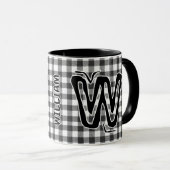 Schwarz Kariert (Name der antiken Monogramm) Vinta Tasse (VorderseiteRechts)