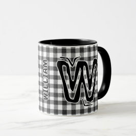 Schwarz Kariert (Name der antiken Monogramm) Vinta Tasse