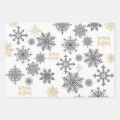 Schwarz, Kariert und weiß, Streifen und Schneefloc Geschenkpapier Set (Vorderseite 3)