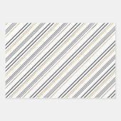 Schwarz, Kariert und weiß, Streifen und Schneefloc Geschenkpapier Set (Vorderseite 2)