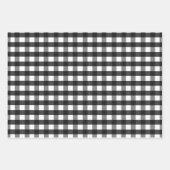 Schwarz, Kariert und weiß, Streifen und Schneefloc Geschenkpapier Set (Vorderseite)