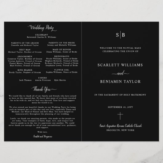 Schwarz-Katholische Hochzeit mit Vollmassenprogram (Vorderseite)