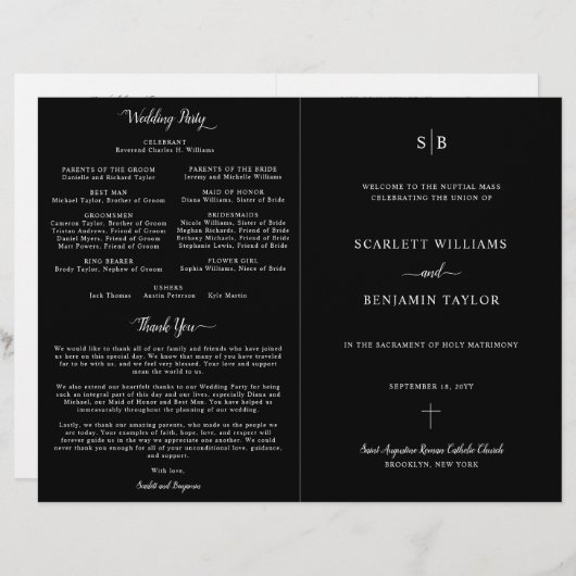 Schwarz-Katholische Hochzeit mit Vollmassenprogram (Vorne/Hinten)