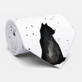 Schwarz-Kätzchen-Wasserfarbmuster niedlich Krawatte (Gerollt)