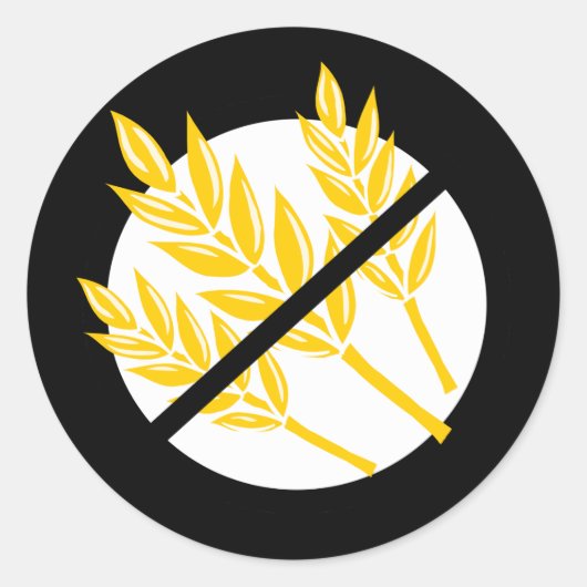Schwarz Kein Gluten Symbol Keine Weize Runder Aufkleber (Vorderseite)