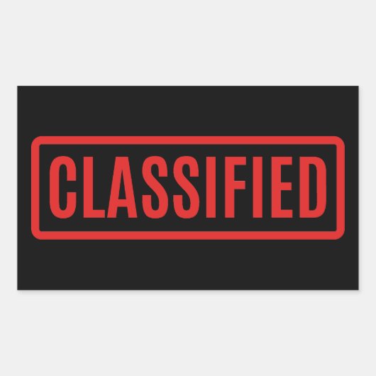 Schwarz klassifiziert rechteckiger aufkleber (Vorderseite)