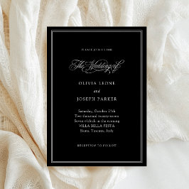 Schwarz | Klassische Italienische Hochzeit Einladung