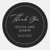 Schwarz | Klassische Italienische Hochzeit Runder Aufkleber (Vorderseite)