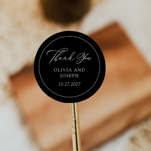 Schwarz | Klassische Italienische Hochzeit Runder Aufkleber