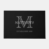 Schwarz Klassisches Monogramm und Name Fußmatte (Vorderseite)