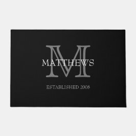 Schwarz Klassisches Monogramm und Name Fußmatte