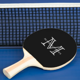 Schwarz Klassisches Monogramm und Name Tischtennis Schläger