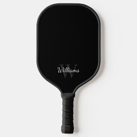 Schwarz-klassisches Personalisiertes Monogramm und Pickleball Schläger (Rückseite)