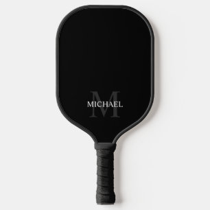 Schwarz-klassisches Personalisiertes Monogramm und Pickleball Schläger