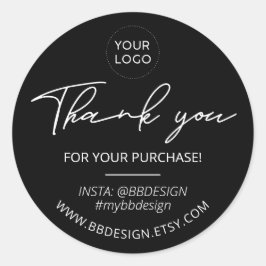 Schwarz | Kleine Unternehmen Vielen Dank für Ihr P Runder Aufkleber