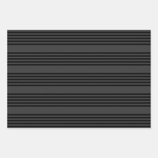 Schwarz-Kohle-Fünf-Streifen-Muster Geschenkpapier Set (Vorderseite)