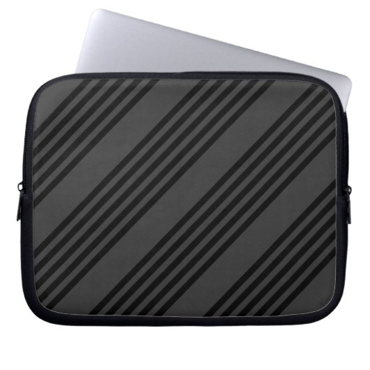 Schwarz-Kohle-Fünf-Streifen-Muster Laptopschutzhülle (Vorderseite)